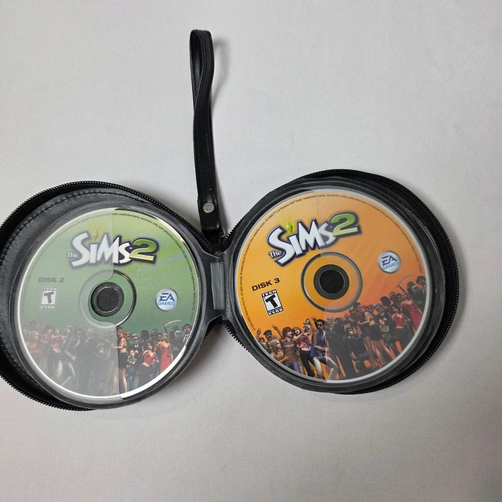 Unbranded CD DVD Storage Case Black Vintage w/ 10 CD's Software & Games Included